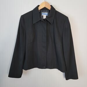 Pendleton VTG Black Wool Zip Blazer Jacket 10 PETITE Timeless Professional USA